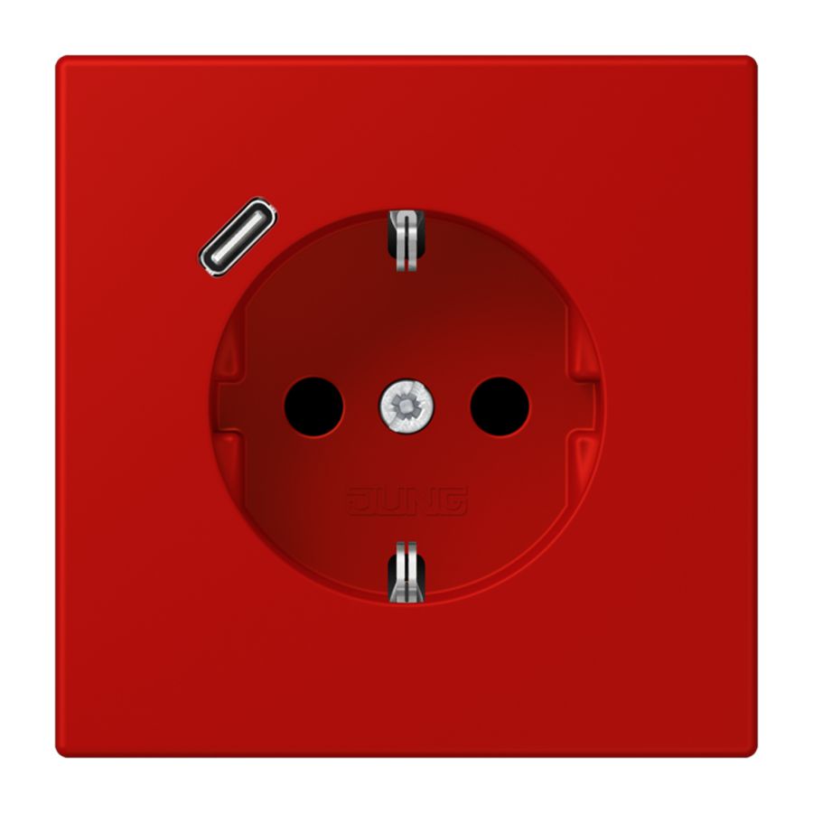 Wandcontactdoos met R/A + lader USB C Saf+ LC32090 rood
