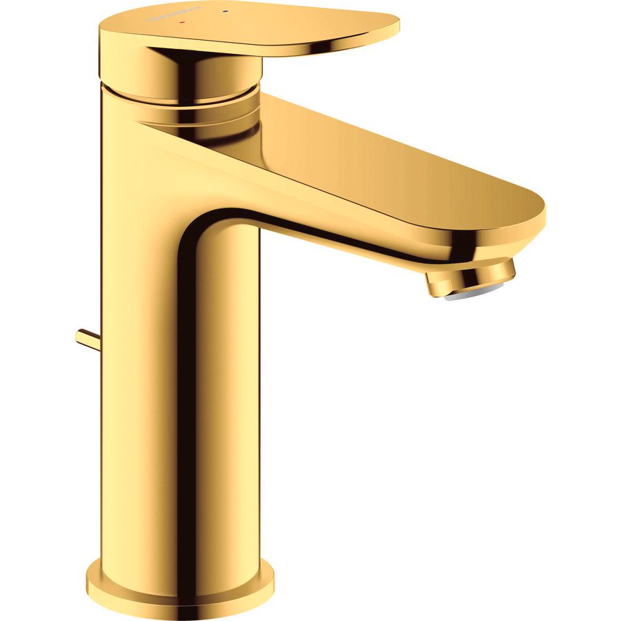 Wave 1-hendel wastafelmengkraan M goud gepolijst sprong 122mm incl. waste-inrichting