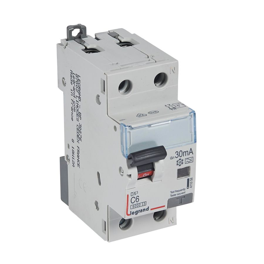 Aardlekautomaat DX3 1P + N C6A 6000A 30mA