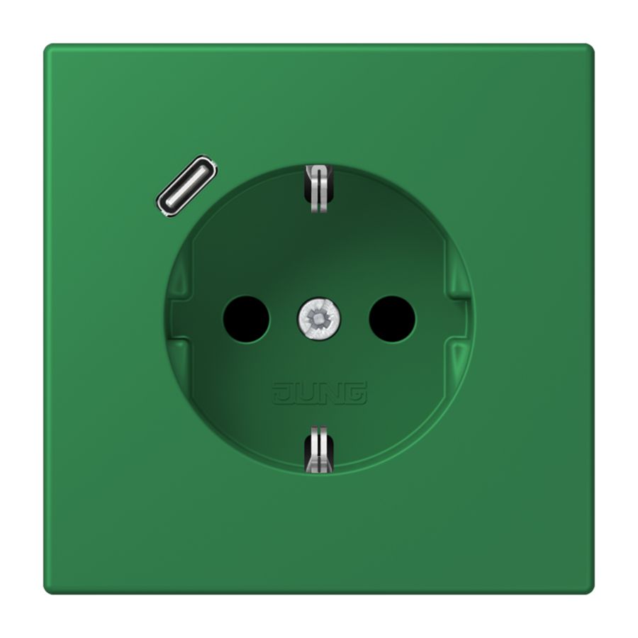 Wandcontactdoos met R/A + lader USB C Saf+ LC32050 groen
