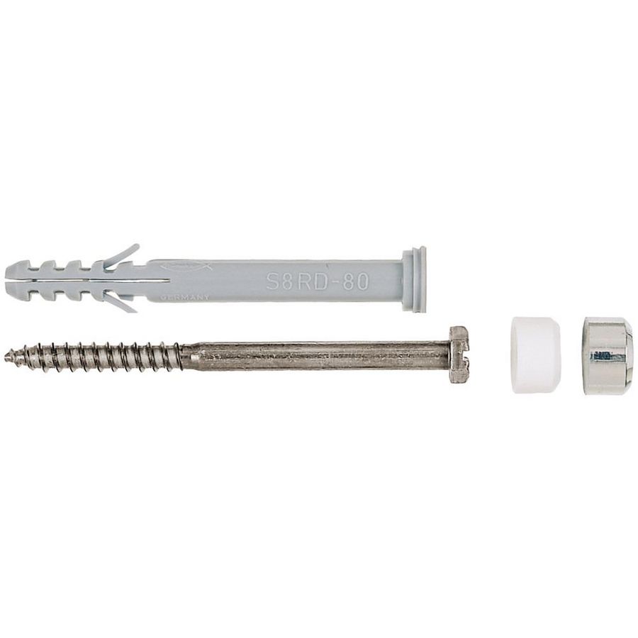Set a 2 potschroeven 6-kant rvs 6x65mm S8RD80WCR incl. plug +kapjes wit+chroom