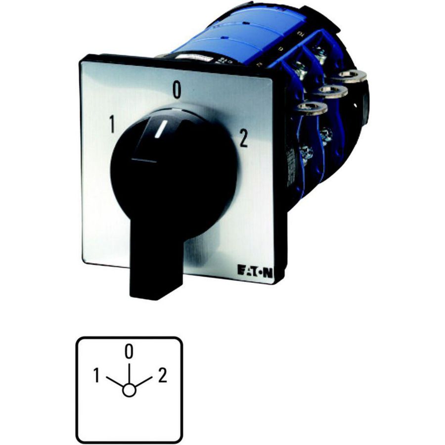Omschakelaar 9 cont. 315A frontplaat:1-0-2 60gr. vast inbouw