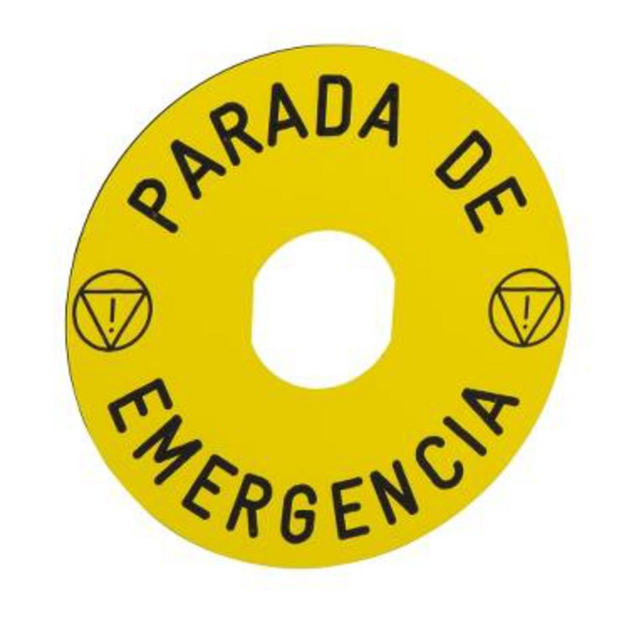 Etiket 90mm noodstopPARADA DE EMERGENCIA" XB4/XB5 VVE=10