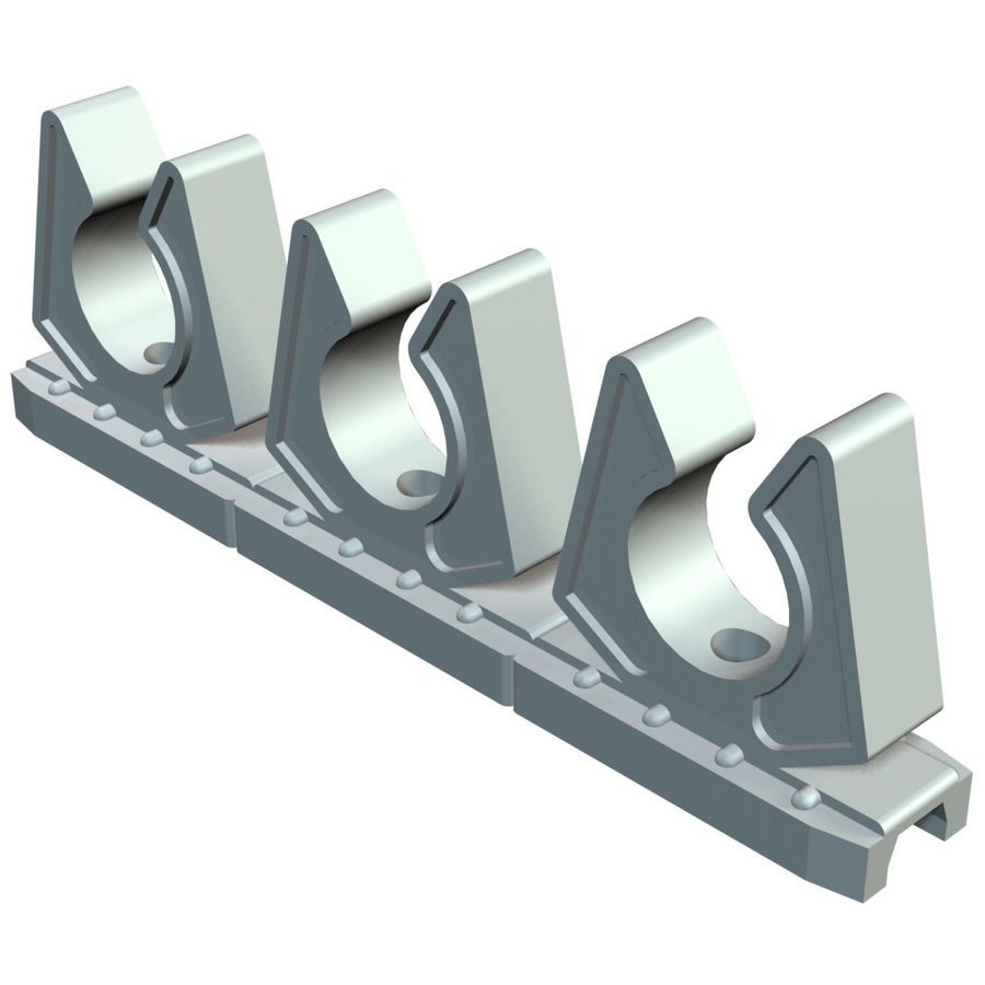 Klemstrook (3 klemmen) 24mm polyethyleen cremewit RAL9001 VVE=25