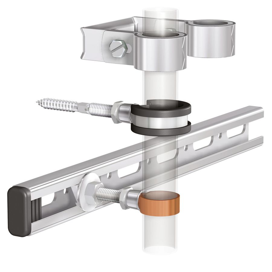 Dubbele pijpbeugel met neopreen inl. DP 15mm Fastfix