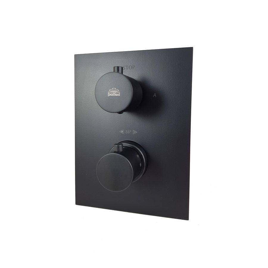Inbouwset LIGHT douchethermostaat rechthoek m. omstel 2 uitgangen chroom (ABS achterplaat)