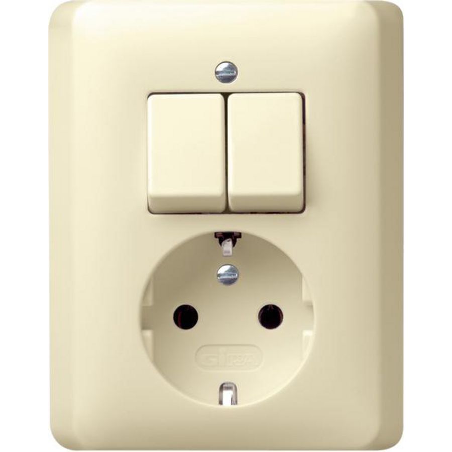 Combi serie/wandcontactdoos met randaarde afd.pl. Gira Standard 55 creme wit