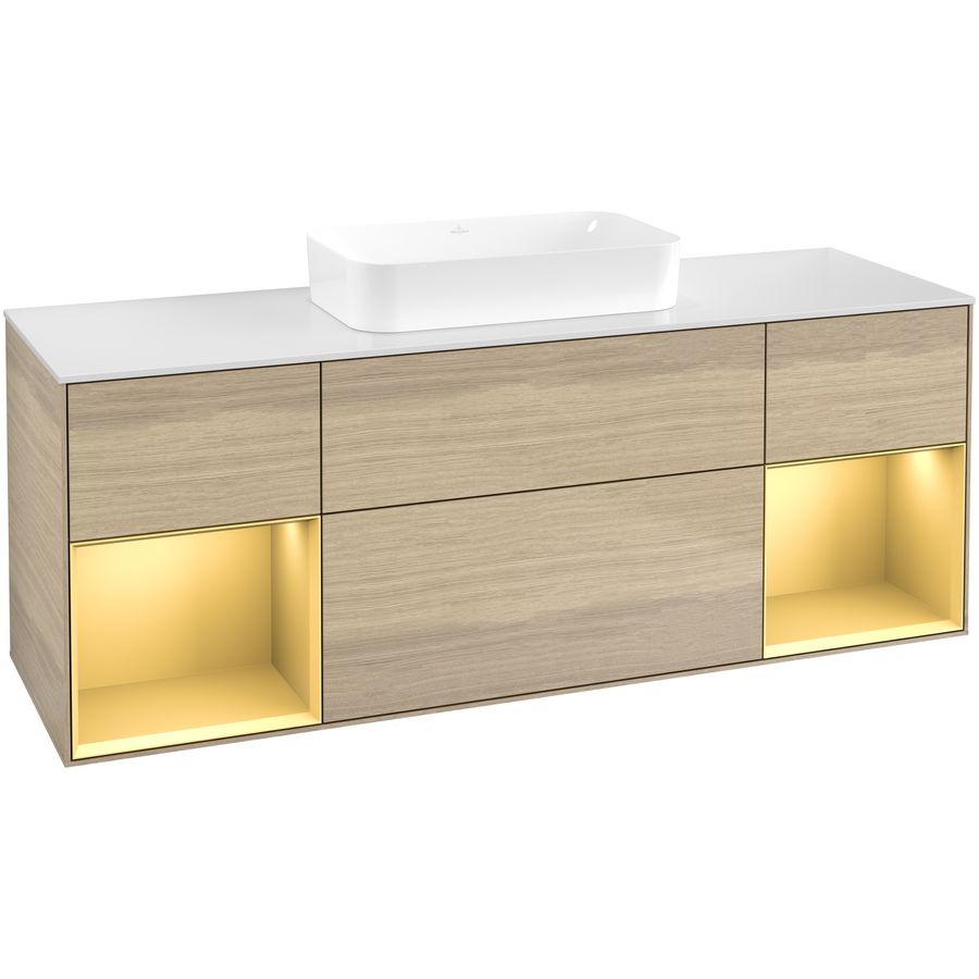 Wastafelonderkast Finion 1600x603x501mm Oak Veneer F741HFPC