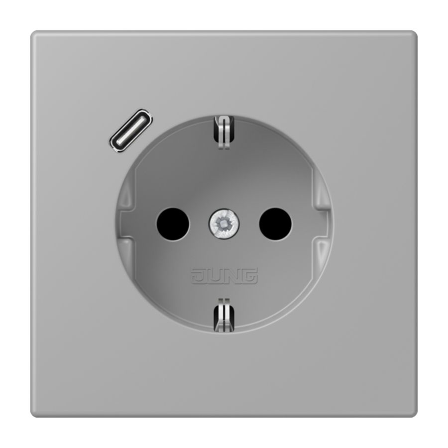 Wandcontactdoos met R/A + lader USB C Saf+ LC32012