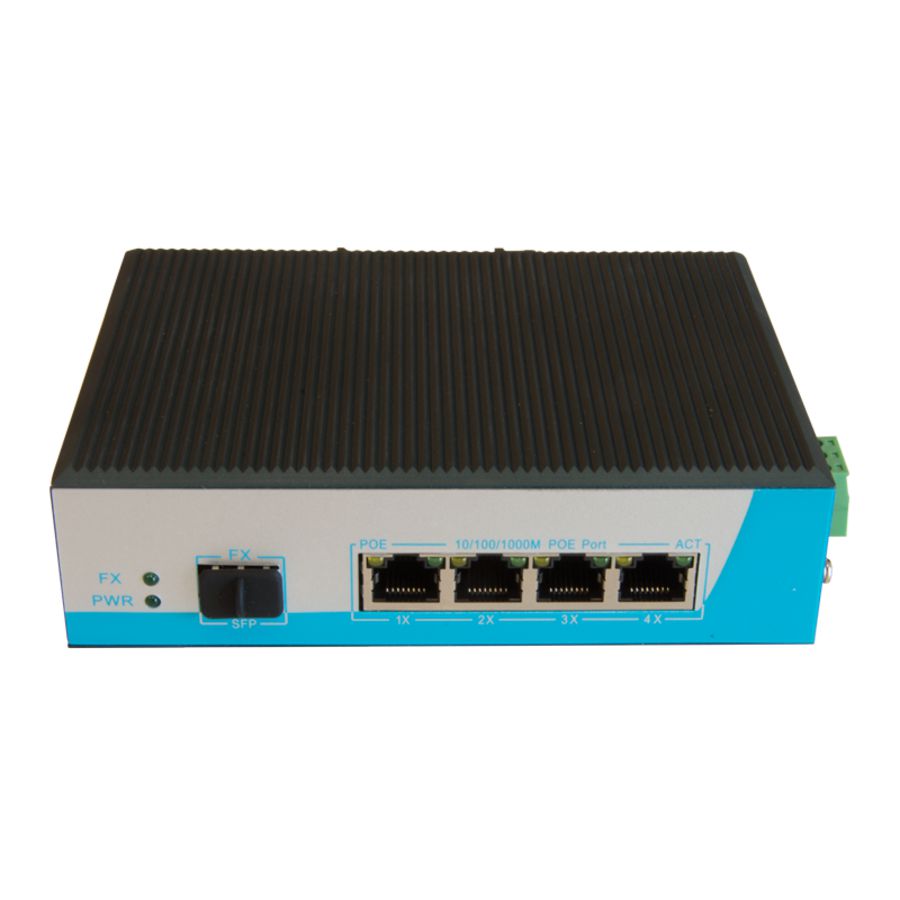 Industrial Switch PoE+ 4-Port Gigabit en 1x SFP