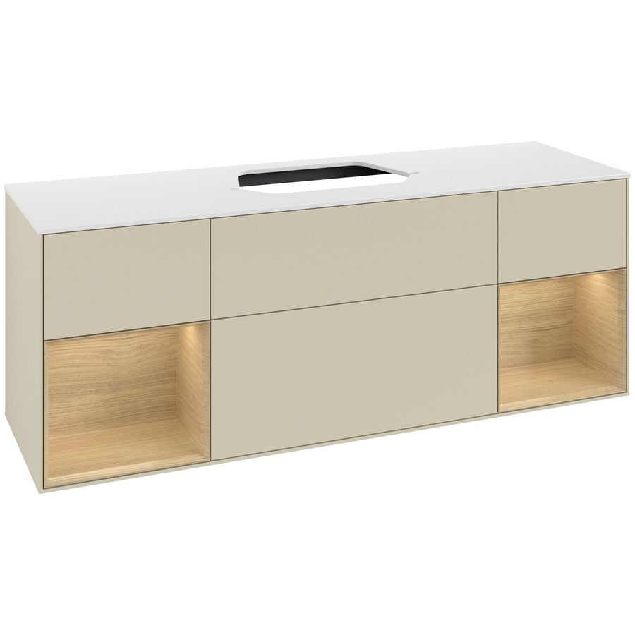 Wastafelonderkast Finion 1600x603x501mm S.Grey Matt Lacquer F451PCHJ