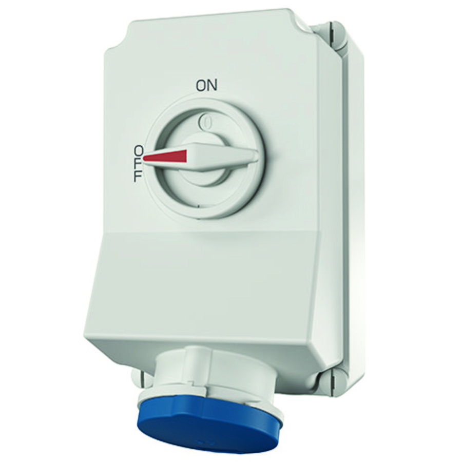 Wandcontactdoos 63A 3-polig  6H 230V IP44 DUO