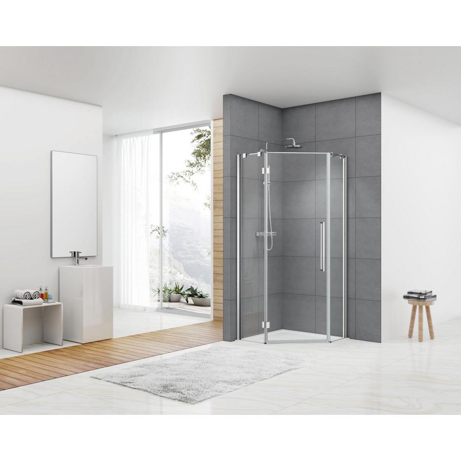 Vijfhoek cabine 870-890x2000 HE 8mm+Nano CH stab 636 deur
