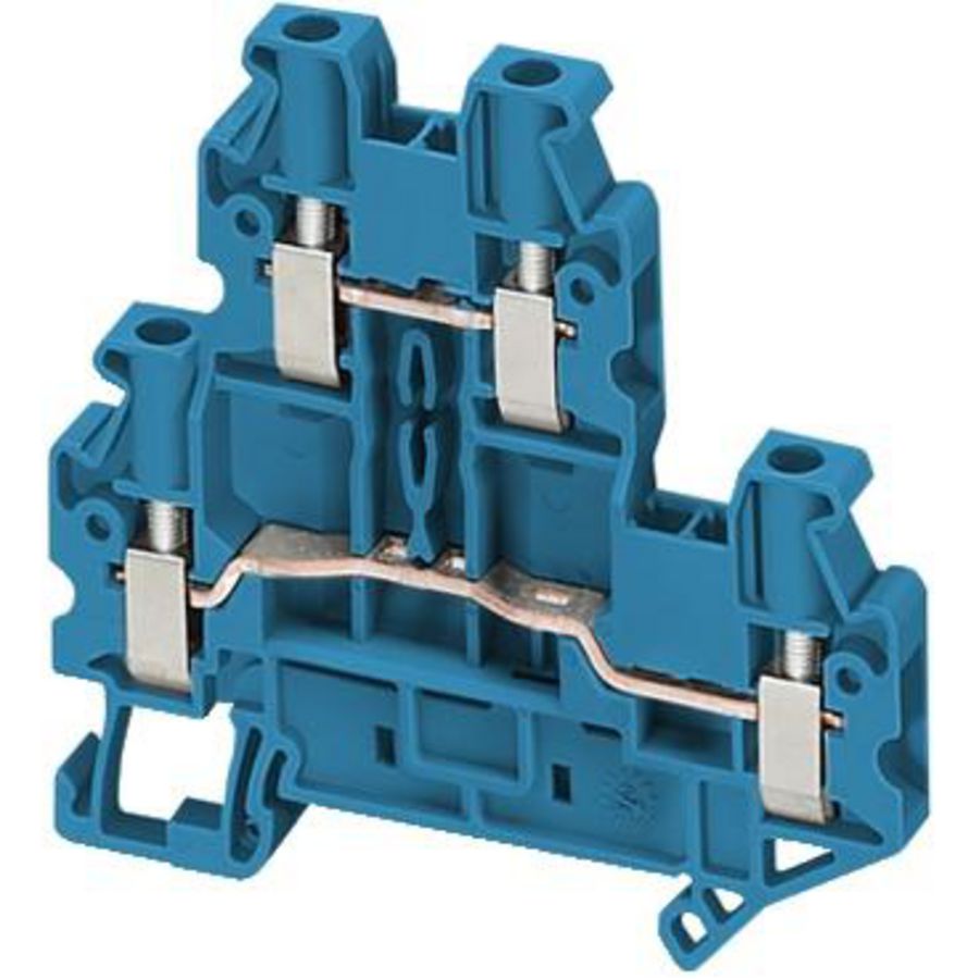 Doorvoerklem 4mm² 30A Dubbel niveau Schroef Blauw VVE=50