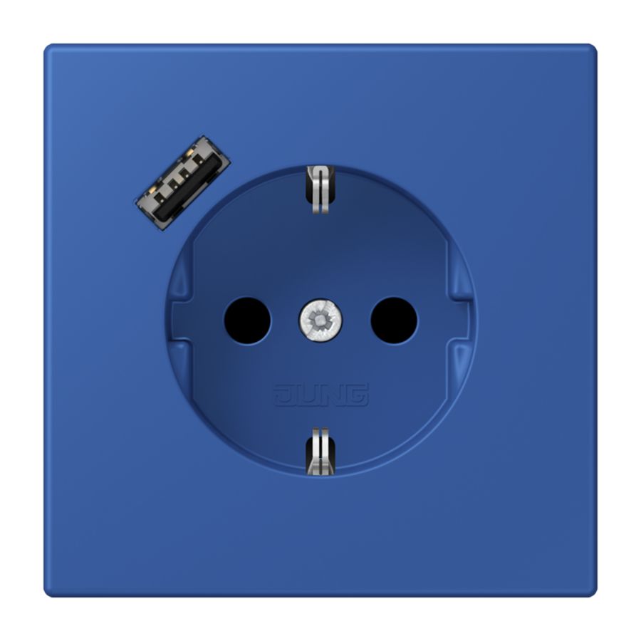 Wandcontactdoos met R/A + lader USB A Saf+ LC4320K blauw