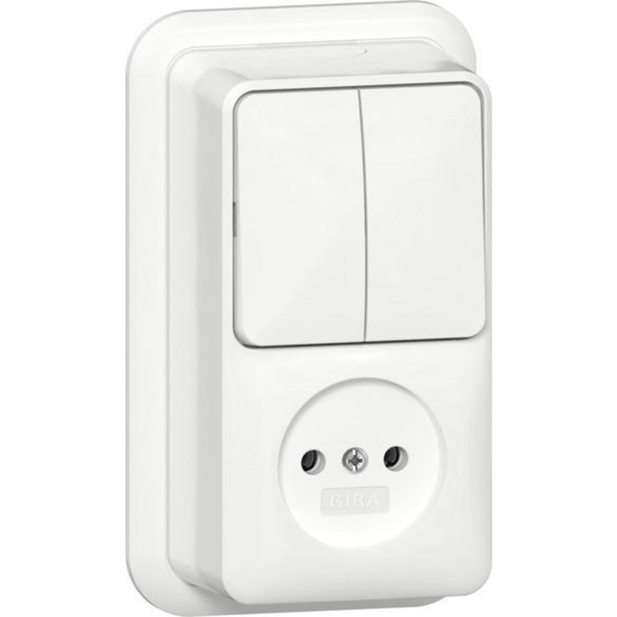 Combi serie/wandcontactdoos ongeaard 2-p + K/P25 Opbouw zuiver wit
