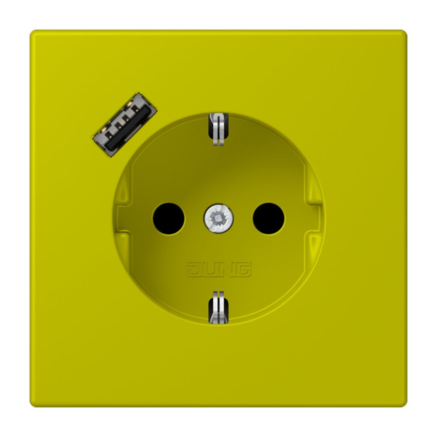 Wandcontactdoos met R/A + lader USB A Saf+ LC4320F groen