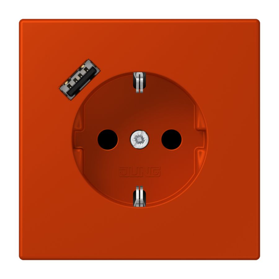 Wandcontactdoos met R/A + lader USB A Saf+ LC4320A rood