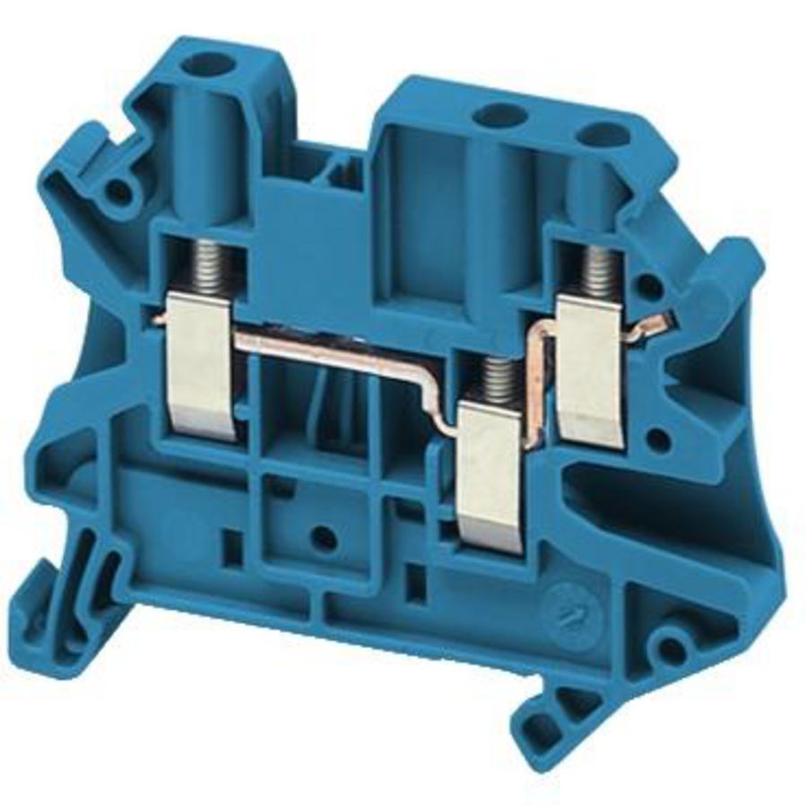 Doorvoer klemmenblok 4mm² 32A Enkel Schroef Blauw VVE=50