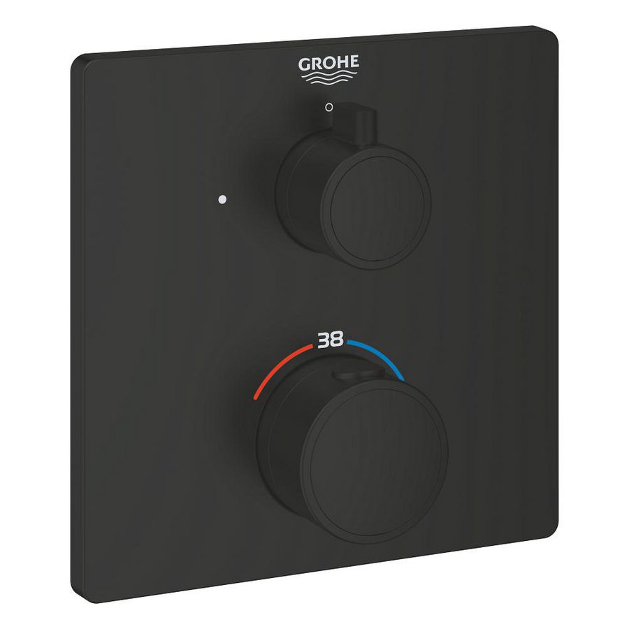 Afbouwdeel Grohtherm vierkant zonder omstel Matte Black (mat zwart) (prof) excl. inbouwdeel