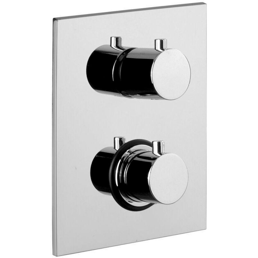 Inbouwset LIGHT douchethermostaat rechthoek m. stopkraan 1 uitgang chroom (ABS achterplaat)