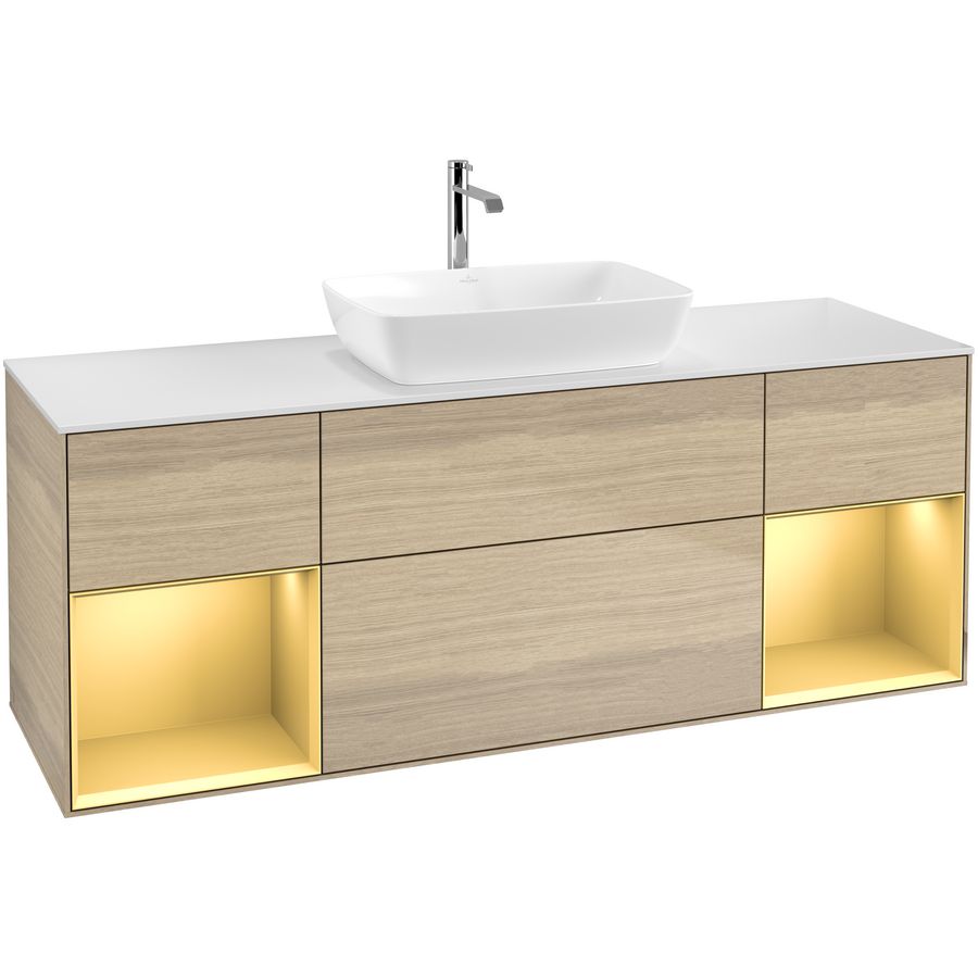 Wastafelonderkast Finion 1600x603x501mm Oak Veneer F861HFPC