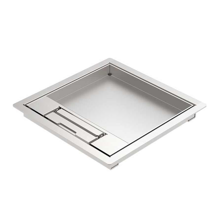 RVS S15 Powerbox klapdeksel inleg 15mm inclusief tapijtrand
