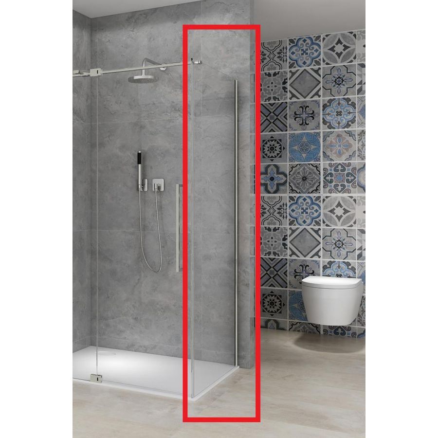 Vaste wand 1085-1105x2000mm 8mm helder glas incl. glasbehandeling rvs muurprofiel t.b.v. hoekcabine st08350
