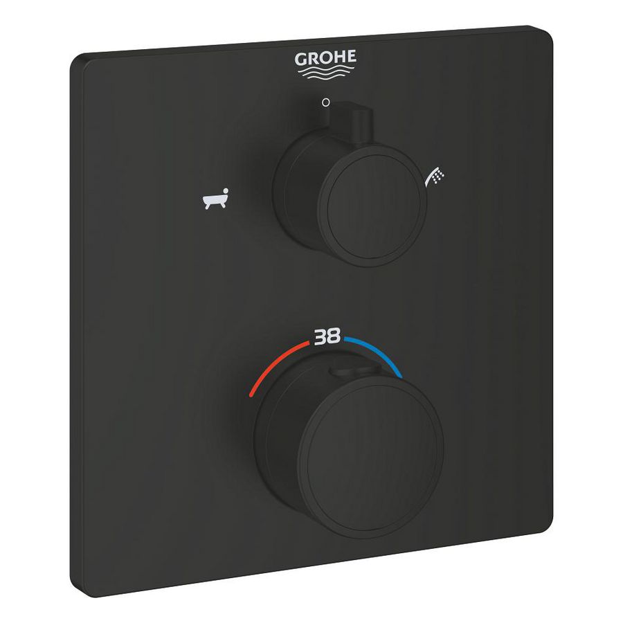 Afbouwdeel Grohtherm vierkant met omstel bad Matte Black (mat zwart) (prof) excl. inbouwdeel