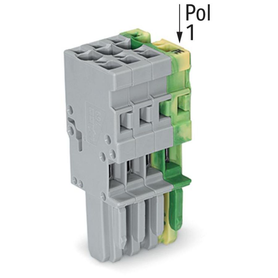 1-draads female steker CAGE CLAMP 4mm² groen-geel/gr VVE=50