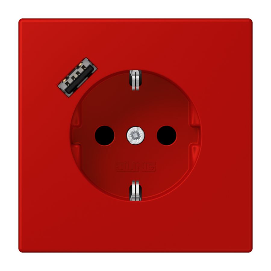 Wandcontactdoos met R/A + lader USB A Saf+ LC32090 rood