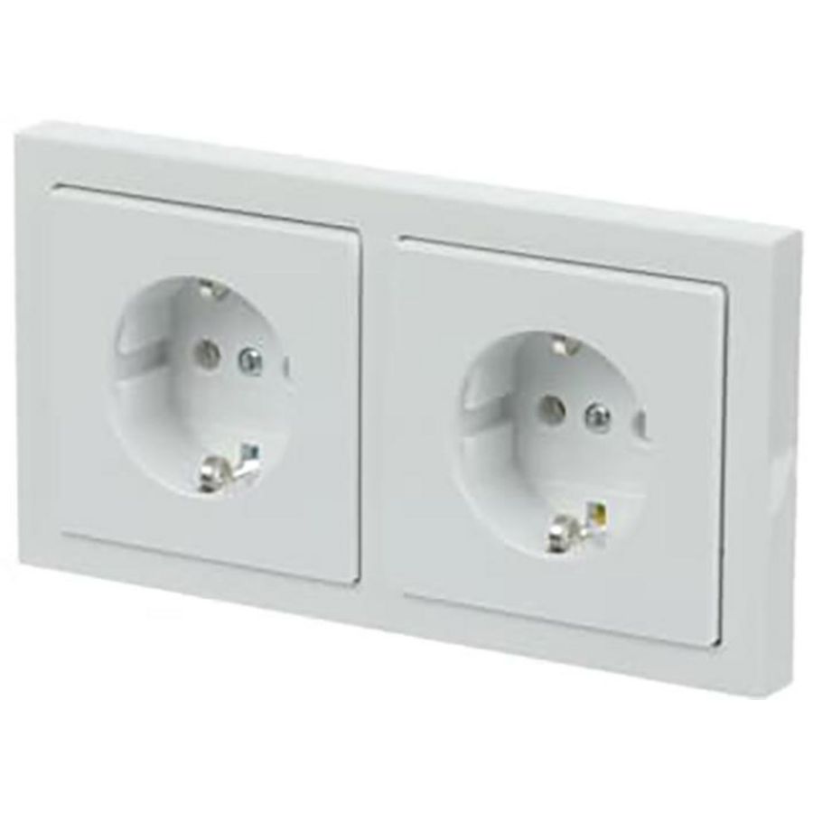 Wandcontactdoos ra dubbel hor m raam f-studiowit (20-2 EUCJ-184K-503)