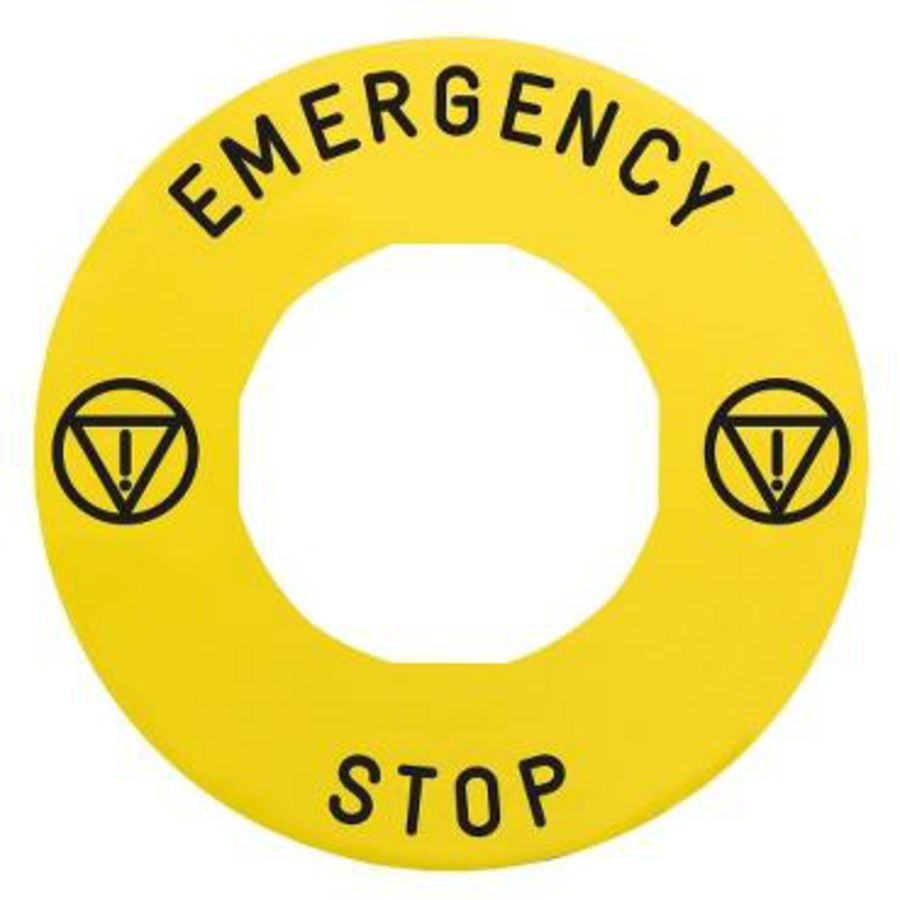 Etiket 60mmEMERGENCY STOP" Geel Harmony XB4/XB5 VVE=10