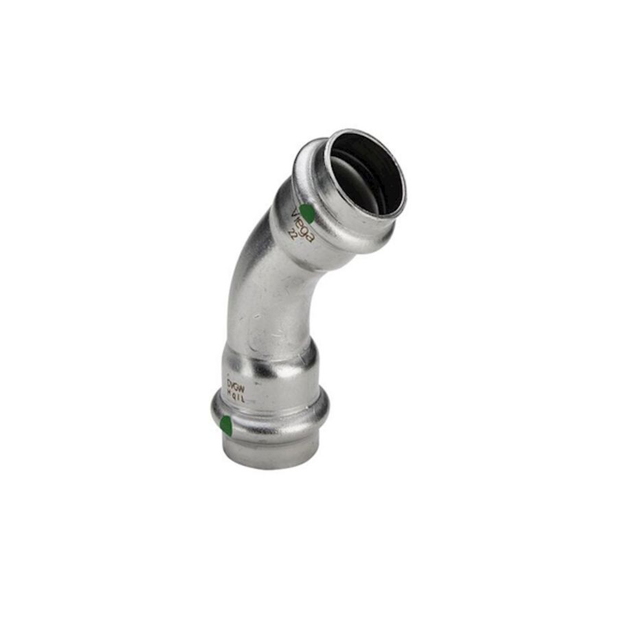 Bochtkoppeling 45° Sanpress Inox 35x35mm