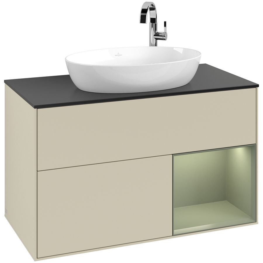 Wastafelonderkast Finion 1000x603x501mm S.Grey Matt Lacquer G902GMHJ