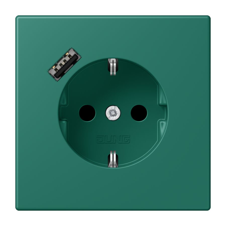 Wandcontactdoos met R/A + lader USB A Saf+ LC32040