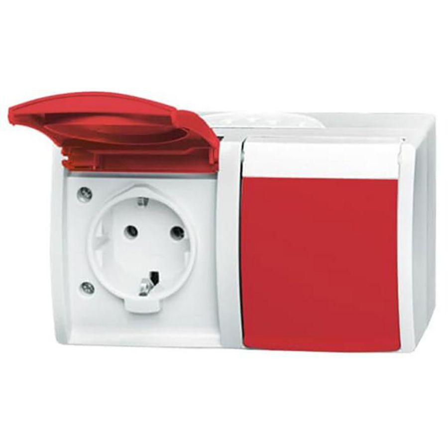 Wcd ra dubbel hor rood kd opb IP44 o-w (20/2 EW/DVN-54)