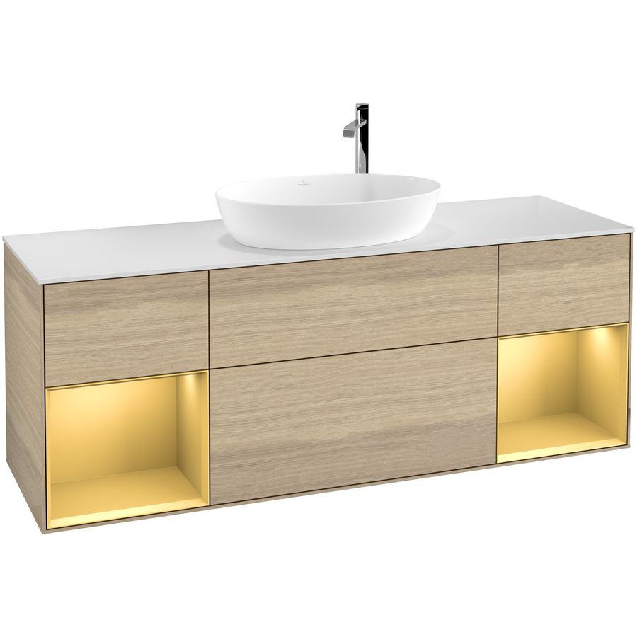 Wastafelonderkast Finion 1600x603x501mm Oak Veneer F981HFPC