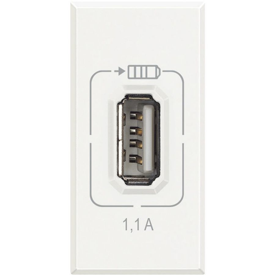 USB-lader 1,1A 1 module Wit Axolute