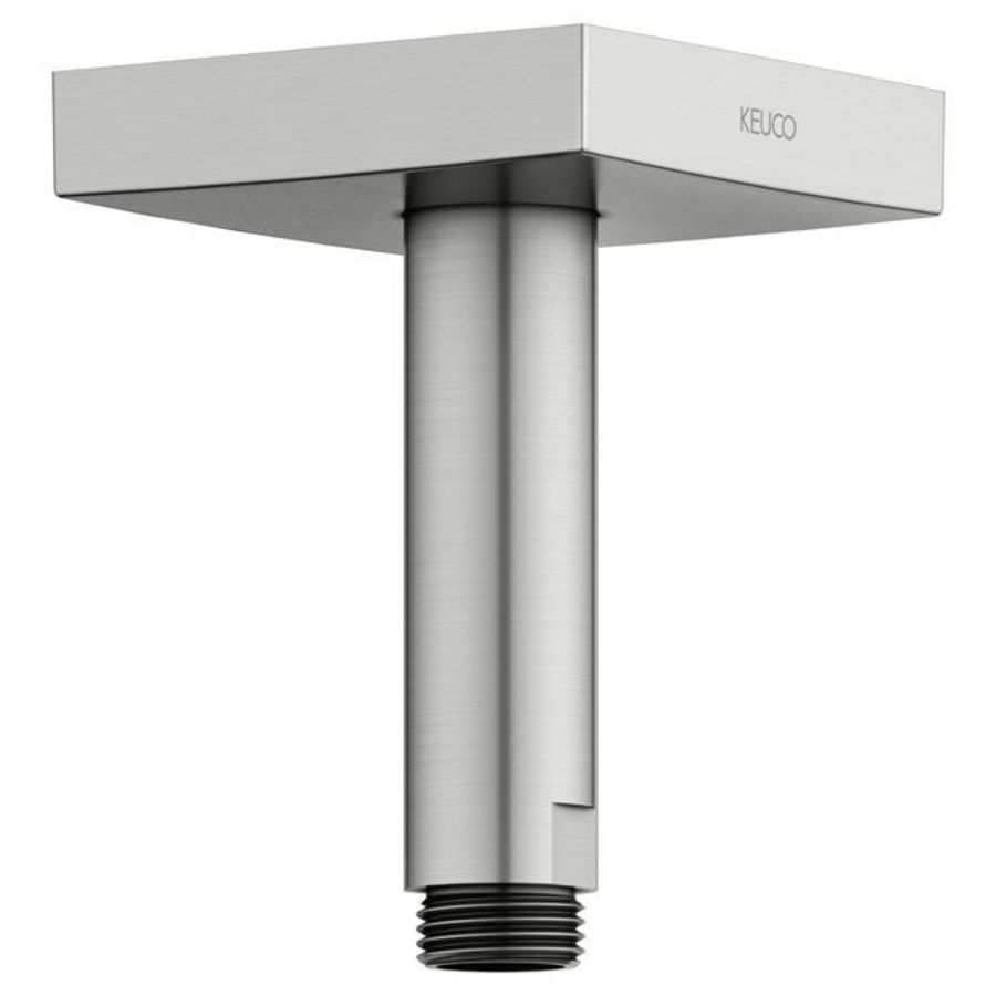 Douchearm plafOnd met vierkant rozet 100mm rvs finish