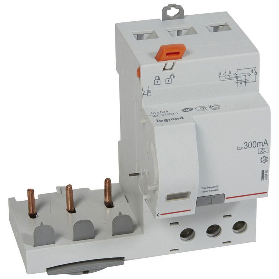 Aardlekblok 3-polig 63A 300mA A DX3 DIN