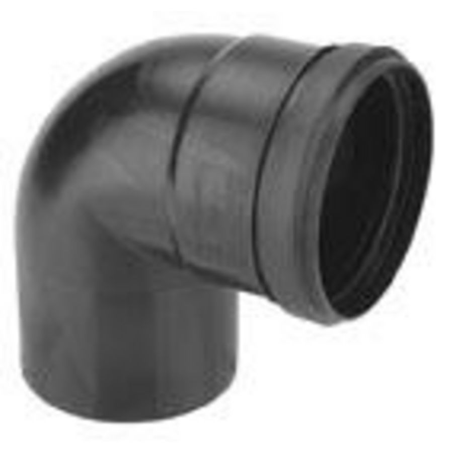 Bocht luchttoevoer 80mm mof-spie 90° zwart
