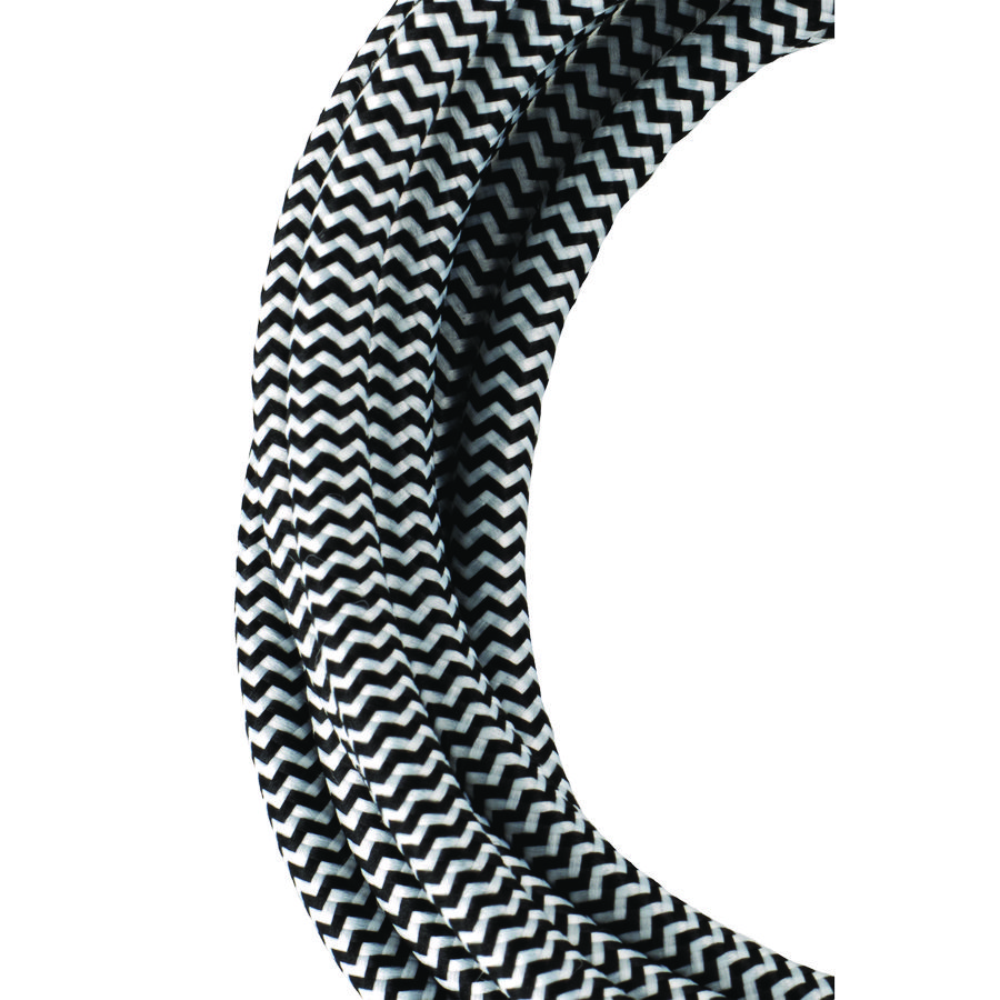 Lengte a 3m. Textielsnoer 2C 2x0,75mm² zwart/wit