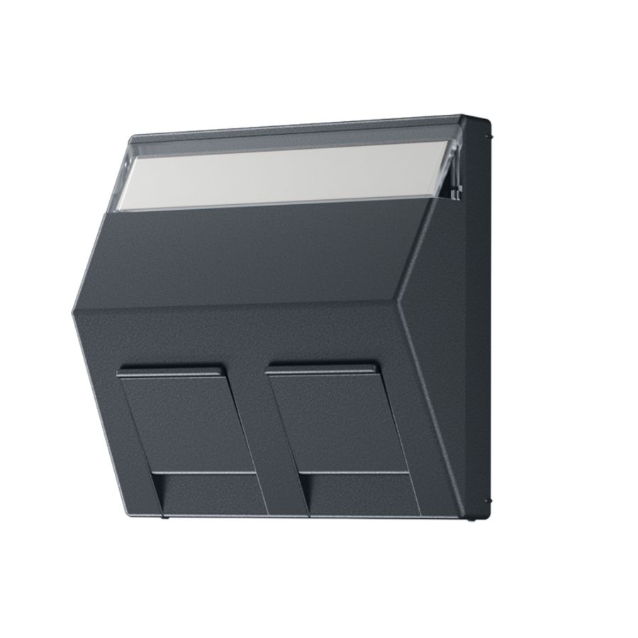 Centraalplaat 2-v opb. mat antraciet klembevest. IP2X