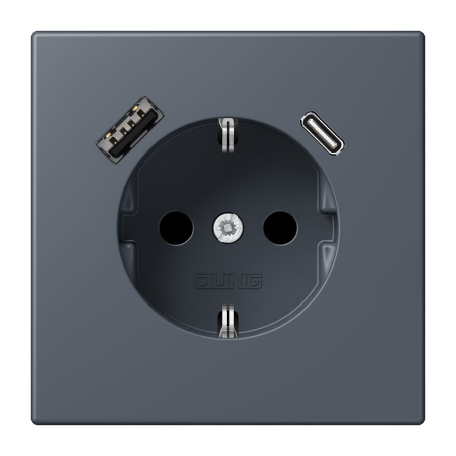 Wandcontactdoos met R/A + lader USB A+C Saf+ LC4320U
