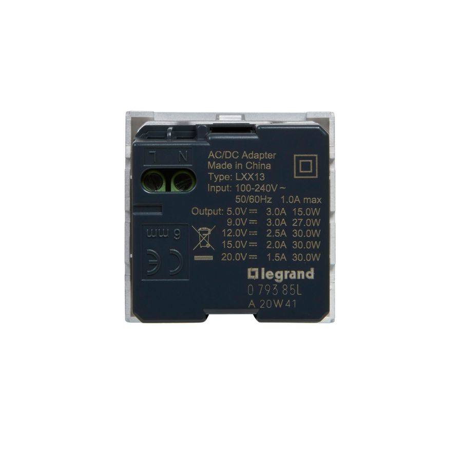 USB lader C 30W 2 modulen ALU Mosaic