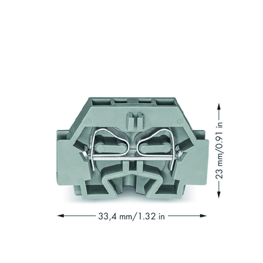 2-draads klem z. drukknop +bev.flens grijs 262-301 VVE=50