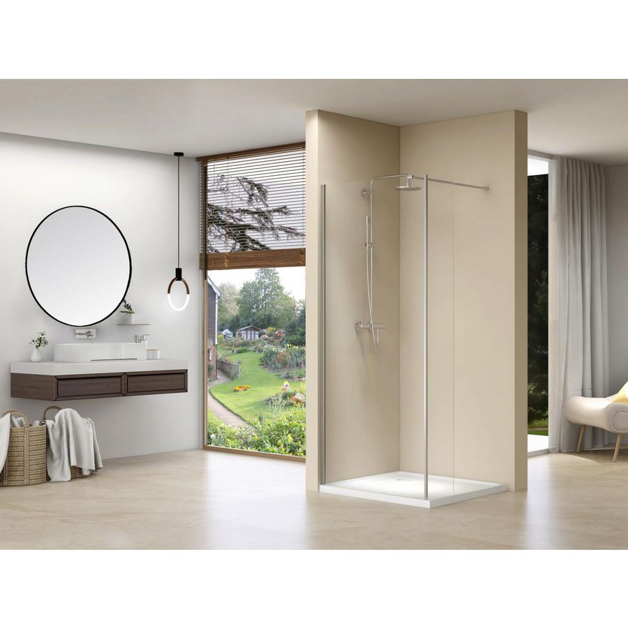 Inloopdouche vaste wand 1170-1190x2000mm 8mm helder glas chroom muurprofiel stabilisatiestang
