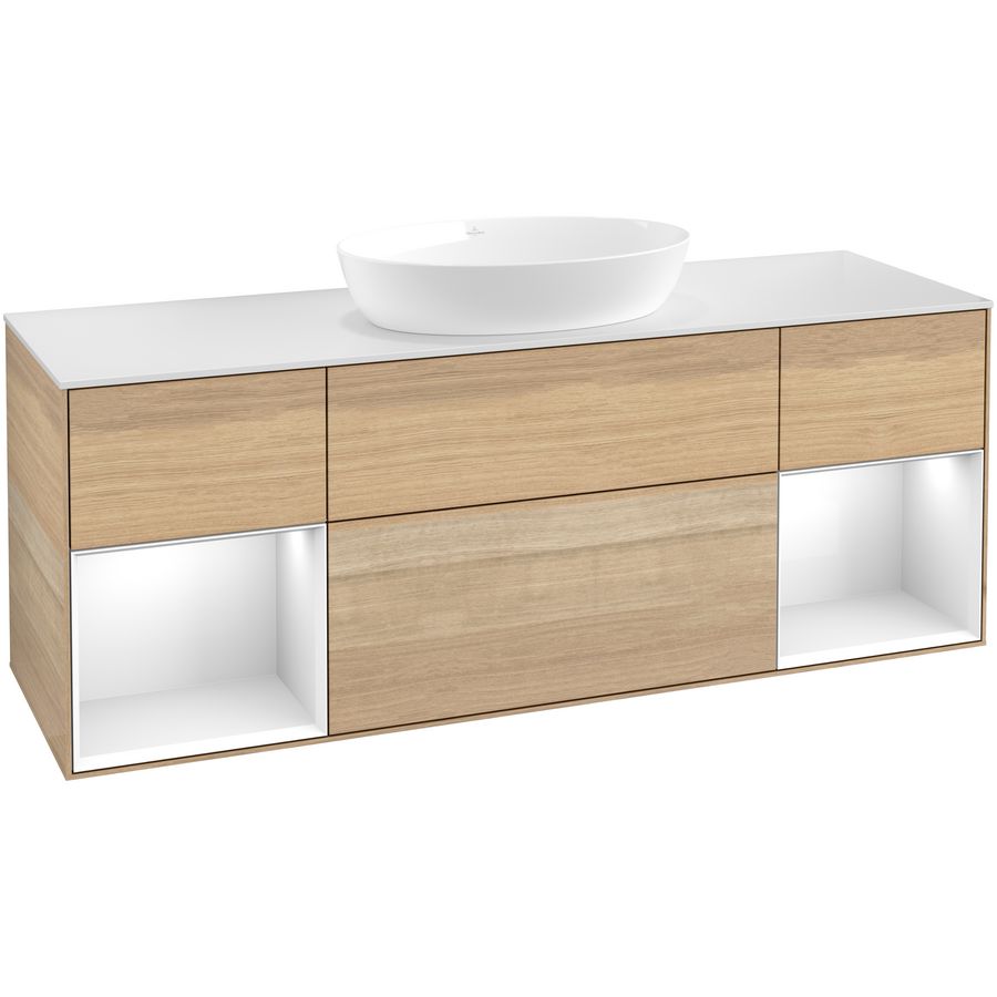 Wastafelonderkast Finion 1600x603x501mm Oak Veneer FD01GFPC