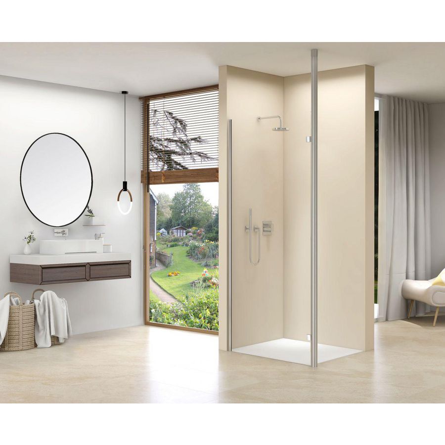 Inloopdouche vaste wand 1138-1148x2000mm 8mm helder glas rvs muurprofiel